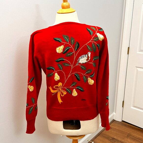 Claire Murray Vintage Holiday Partridge Christmas Sweater Sz S - Picture 1 of 10